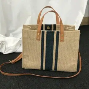 Grand sac vintage rectangulaire pour femme. marron avec rayure noir. Bonne qualité et très tendance.