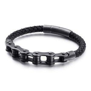 Bracelet en cuir tressé punk pour hommes, bonne qualité et à la mode