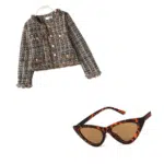 Pack veste élégante et lunettes de soleil vintage, bonne qualité et à la mode