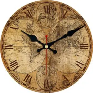 Horloge murale de la carte du monde vintage. Bonne qualité et très pratique.