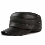 Casquette vintage Western couvert en simili cuir pour homme noir