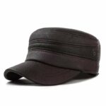 Casquette vintage Western couvert en simili cuir pour homme marron