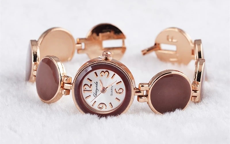 Montre bracelet rond vintage à quartz pour femmes marron montre bracelet rond vintage a quartz pour femmes rose 10