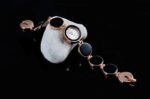 Montre bracelet rond vintage à quartz pour femmes noir
