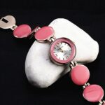Montre bracelet rond vintage à quartz pour femmes rose