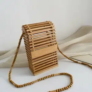 Sac à bandoulière vintage boîte tissée en bambou et osier pour femme