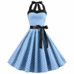 Robe pin up à pois bleu ciel