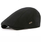 Casquette plate pour homme en forme béret de couleur noir