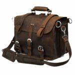 Sac de moto vintage carré en cuir marron avec bandoulières
