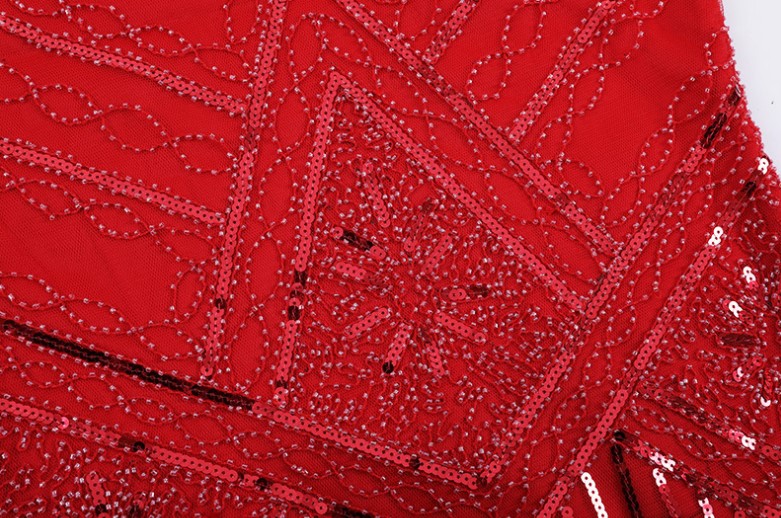 Robe Charleston rouge moulante à sequins 120025